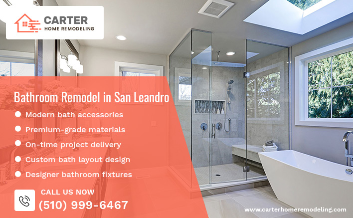 List of bathroom remodeling features provided by Carter Home Remodeling
