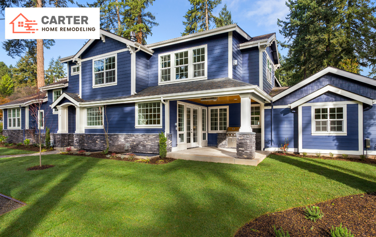 Exterior view of a house with added living space and modern design