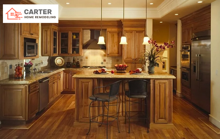 Spacious kitchen featuring wooden cabinets and modern design
